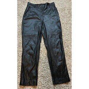 Babaton Aritzia Faux Leather Pants Black High Rise Straight Leg Women’s Size 10